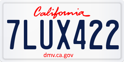 CA license plate 7LUX422