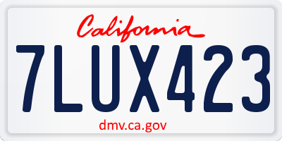 CA license plate 7LUX423