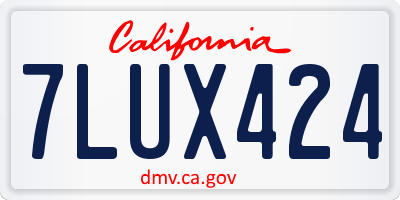 CA license plate 7LUX424