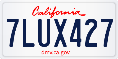 CA license plate 7LUX427