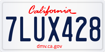 CA license plate 7LUX428