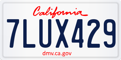 CA license plate 7LUX429