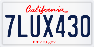 CA license plate 7LUX430