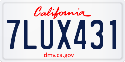 CA license plate 7LUX431
