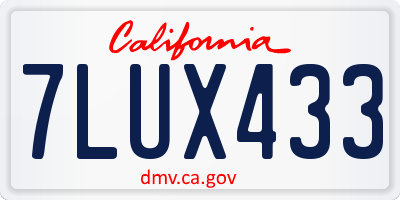 CA license plate 7LUX433