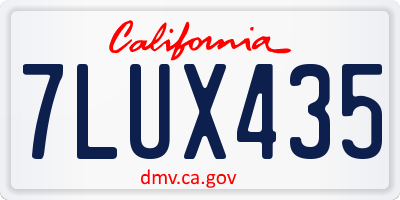 CA license plate 7LUX435