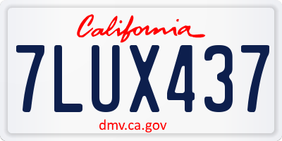 CA license plate 7LUX437