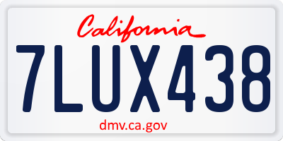 CA license plate 7LUX438
