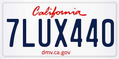 CA license plate 7LUX440