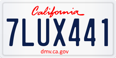 CA license plate 7LUX441