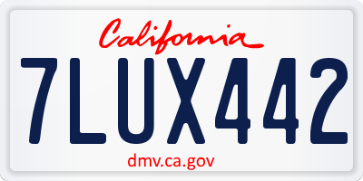 CA license plate 7LUX442