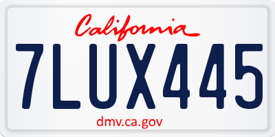 CA license plate 7LUX445