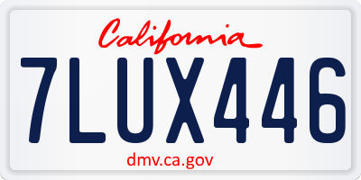 CA license plate 7LUX446