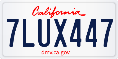 CA license plate 7LUX447