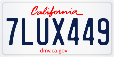 CA license plate 7LUX449