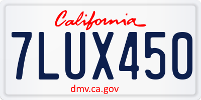 CA license plate 7LUX450