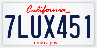 CA license plate 7LUX451