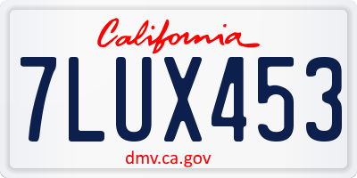 CA license plate 7LUX453