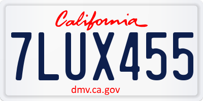 CA license plate 7LUX455