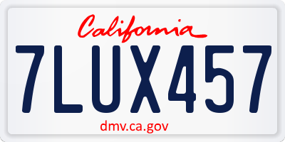 CA license plate 7LUX457