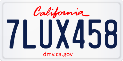 CA license plate 7LUX458
