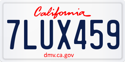 CA license plate 7LUX459