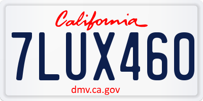 CA license plate 7LUX460