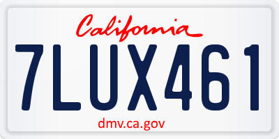 CA license plate 7LUX461