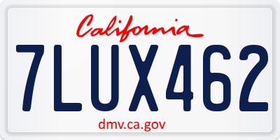 CA license plate 7LUX462