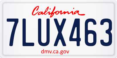 CA license plate 7LUX463