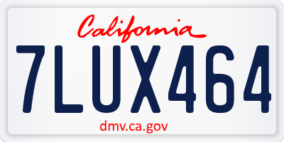 CA license plate 7LUX464