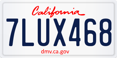 CA license plate 7LUX468