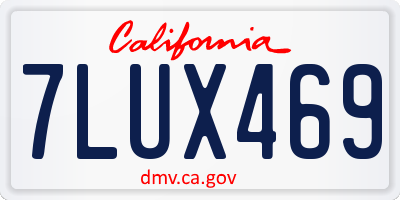 CA license plate 7LUX469