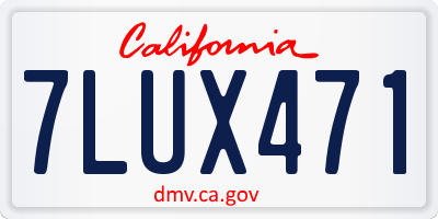 CA license plate 7LUX471
