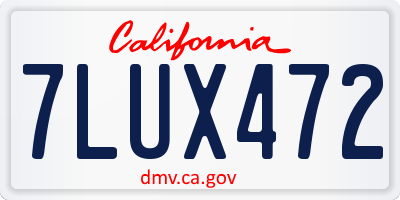 CA license plate 7LUX472