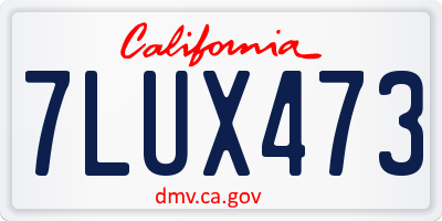 CA license plate 7LUX473