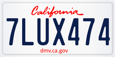 CA license plate 7LUX474