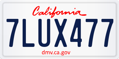 CA license plate 7LUX477