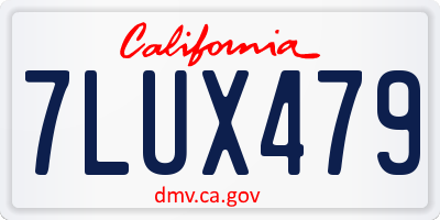 CA license plate 7LUX479