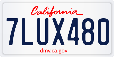CA license plate 7LUX480