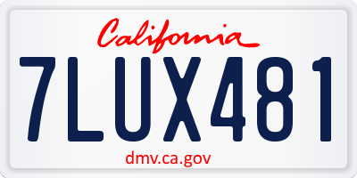 CA license plate 7LUX481
