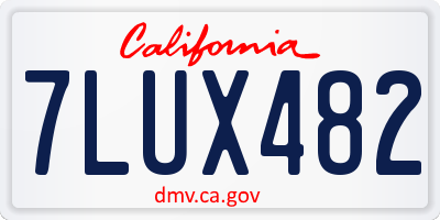 CA license plate 7LUX482