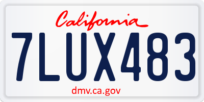 CA license plate 7LUX483