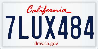 CA license plate 7LUX484