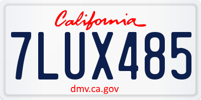 CA license plate 7LUX485