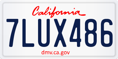 CA license plate 7LUX486