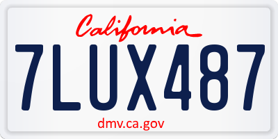 CA license plate 7LUX487