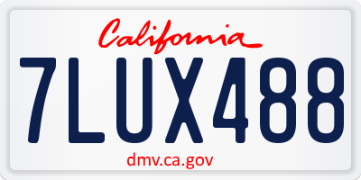 CA license plate 7LUX488