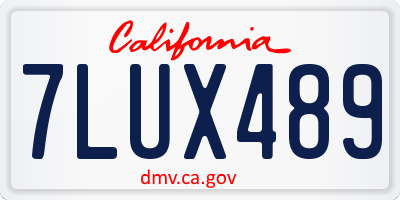 CA license plate 7LUX489