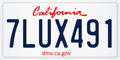 CA license plate 7LUX491